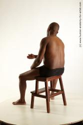 Underwear Man Black Sitting poses - simple Average Bald Sitting poses - ALL Standard Photoshoot Academic